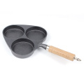 mini egg cast iron skillet divided frying pan with wood handle